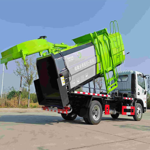 les déchets alimentaires dans les camions à ordures déchets alimentaires hors du camion poubelle électrique