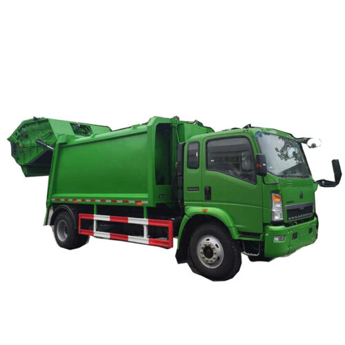 menghancurkan ponsel Cina truk sampah bergerak menghancurkan sampah halaman